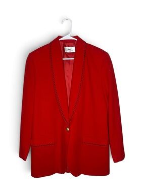 Vintage Mr Jax Red Single-Button Power Blazer
